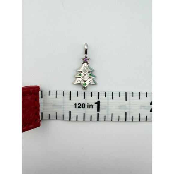 Tiffany & Co. 18k Christmas Tree Charm White Gold w/Sapphire Diamond Tsavorite - Picture 6 of 8
